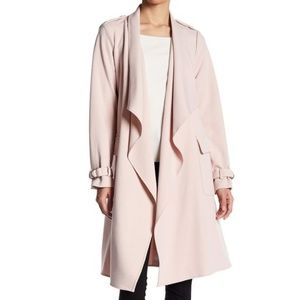 NWOT Eliza J Drape Front Wrap Trench Coat Pink Sz XS